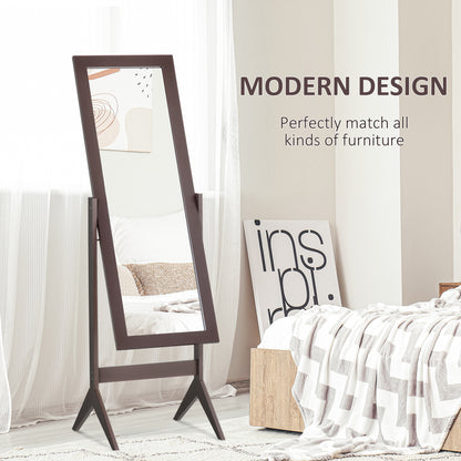 Full Length Mirror, Freestanding Adjustable Angle Dressing Mirror for Bedroom, Living Room, 148 x 47 cm, Brown