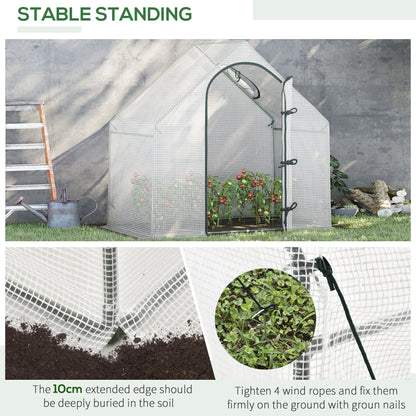 Walk In Tomato Greenhouse Garden Outdoor Mini Greenhouse Flower Planter Steel Frame with Zipped Door & Window, PE Cover