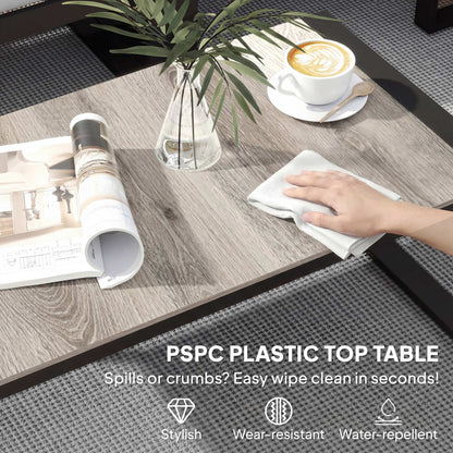 4 Piece Garden Furniture Set, Garden Sofa Set with 2 Loveseats, Armless Chair, Coffee Table for Balcony, Dark Grey