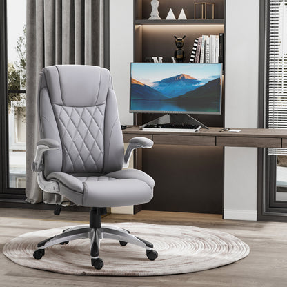 Faux Leather Executive Swivel Office Chair - Grey