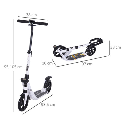 Folding Kick Scooter Hight-Adjustable Urban Scooter w/ Rear Brake, Double Shock Absorption System & 2 Big Wheels