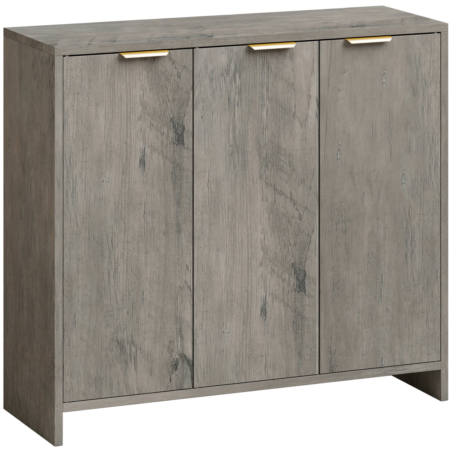 Sideboard Cabinet, Modern Storage Cabinet with 3 Doors and Adjustable Shelves for Living Room, Dining Room, Grey