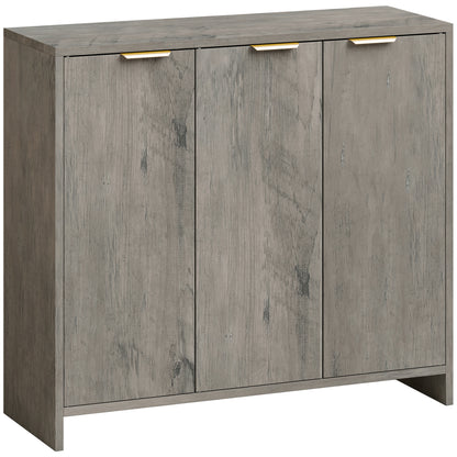 Sideboard Cabinet, Modern Storage Cabinet with 3 Doors and Adjustable Shelves for Living Room, Dining Room, Grey