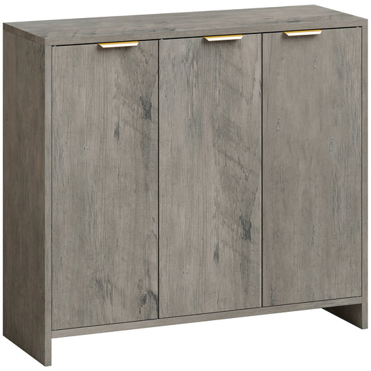 Sideboard Cabinet, Modern Storage Cabinet with 3 Doors and Adjustable Shelves for Living Room, Dining Room, Grey
