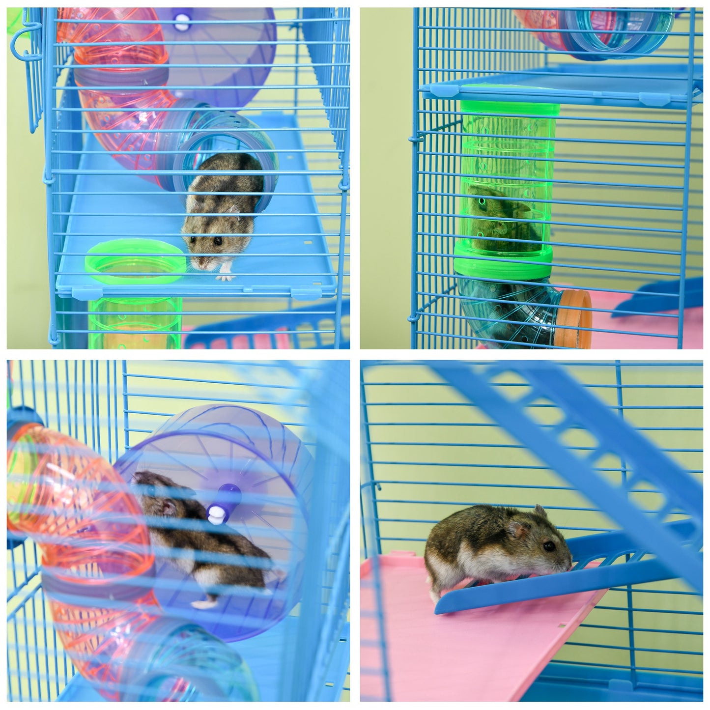 Hamster Cage, 5 Tier Carrier Habitat with Exercise Wheels Tunnel Tube Water Bottle Dishes House Ladder
