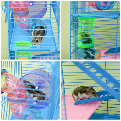 Hamster Cage, 5 Tier Carrier Habitat with Exercise Wheels Tunnel Tube Water Bottle Dishes House Ladder