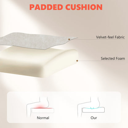 Office Chair with 6-point Vibration Massage and Heat, Fabric Desk Chair with Footrest, High Back, Cream White