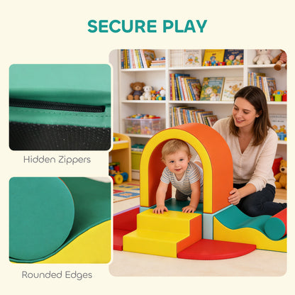 Kids Soft Play Set, 10PCs PU Leather Foam Climbing Blocks for Climb and Crawl, Educational Toys for Motor Development