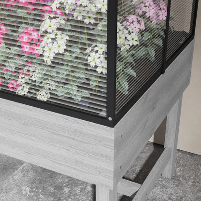 60 x 120cm Raised Garden Bed with Wooden Base - Grey
