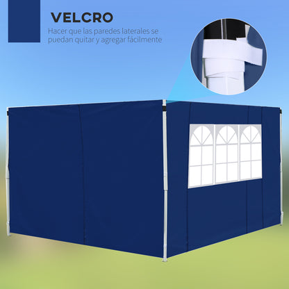3 Meters Gazebo Replaceable Exchangeable Side Panel Wall Panels Walls With Window, Blue