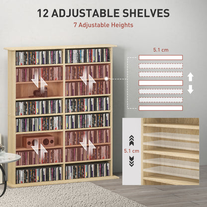16-Compartment Media Shelf - Nature Wood Finish
