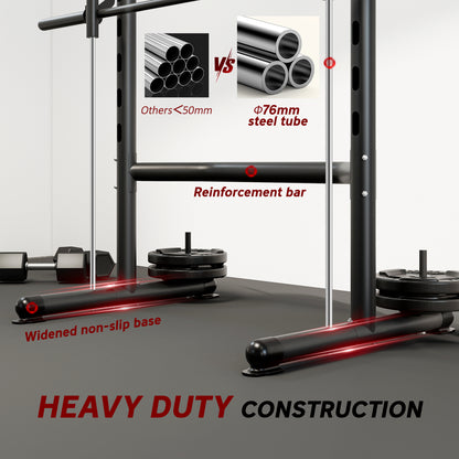 Adjustable Squat Rack, with Pull Up Bar, Barbell Bar for Home Gym