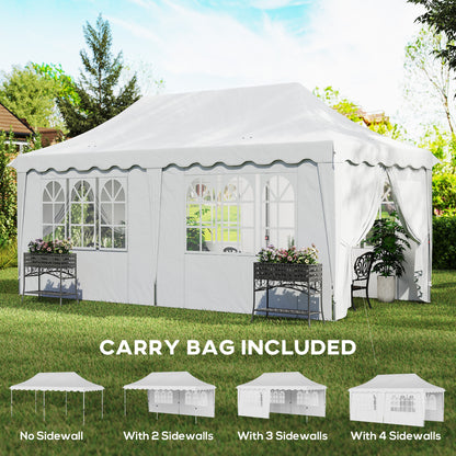 3 x 6m Pop Up Gazebo with Sides, UPF50+ Height Adjustable Marquee Party Tent, Wedding Canopy, Instant Event Shelter