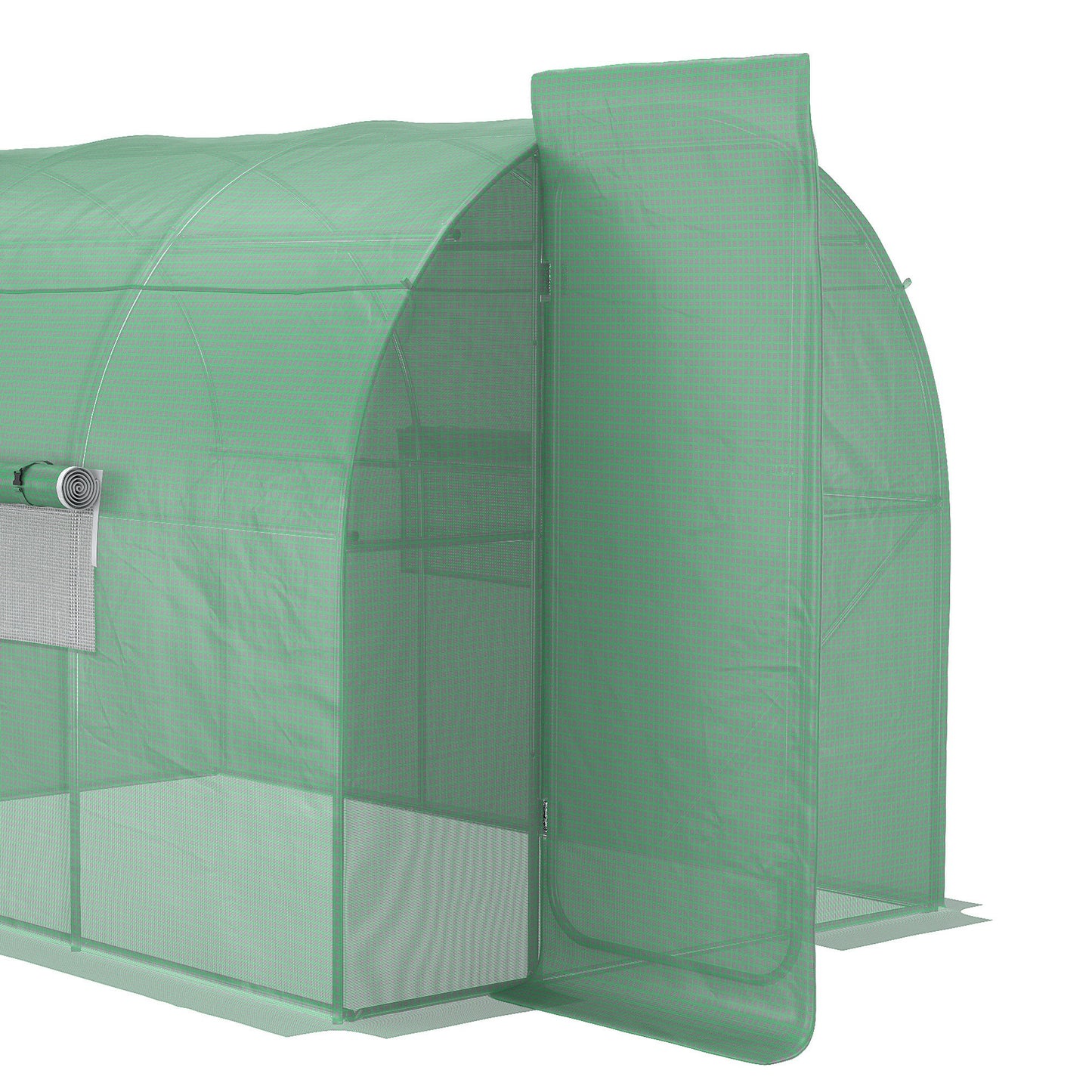 Large Polytunnel Walk In Greenhouse, Plant Gardening Tunnel Green House with Metal Hinged Door