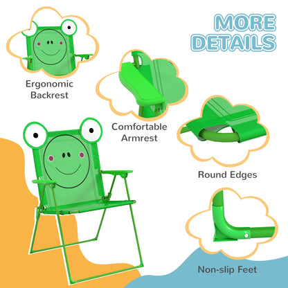 Kids Folding Picnic Table Chair Set w/ Parasol, Green