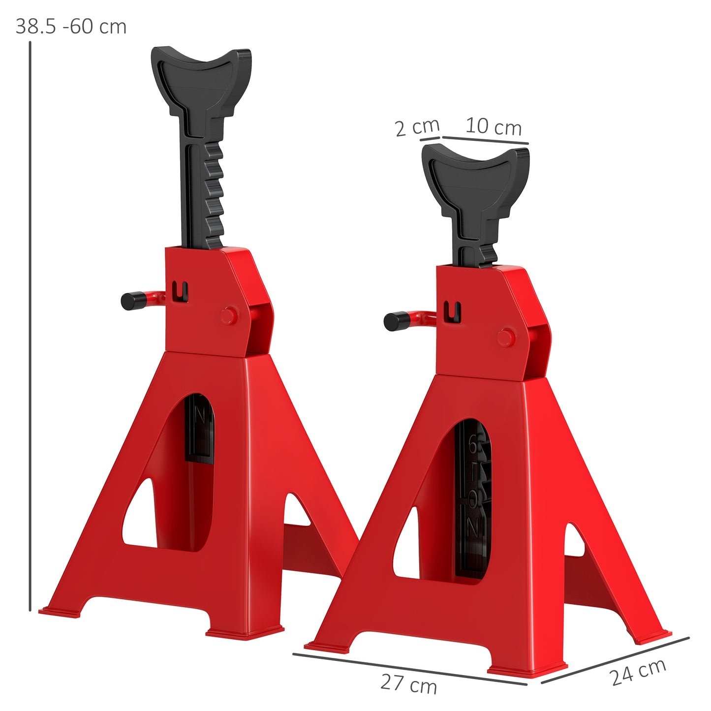 Axle Stands 6 Ton Car Jack Stands Pack of 2, 38.5-60 cm Height Adjustable Support Jack Stand