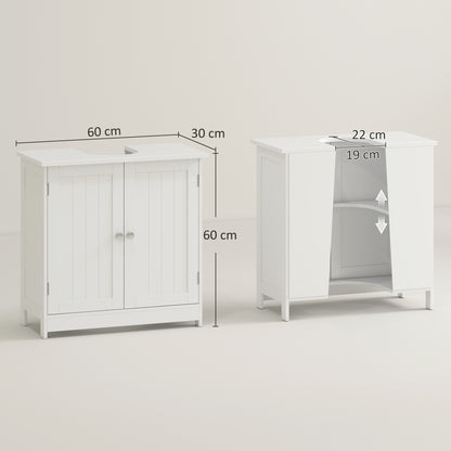 Under Sink Bathroom Storage Cabinet 2 Layers Vanity Unit Wooden - White
