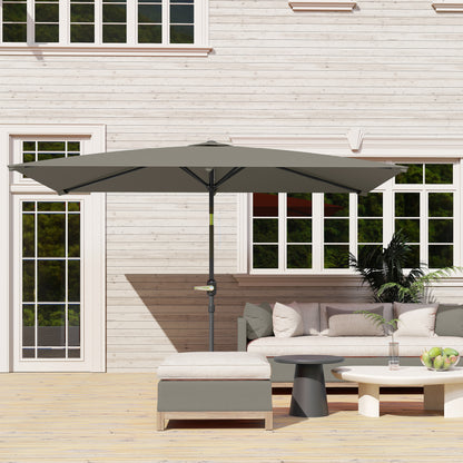 3x2m Garden Parasol Umbrella with Aluminium Pole, Tilt and Crank, Rectangular Outdoor Table Parasol Sun Shade for Patio