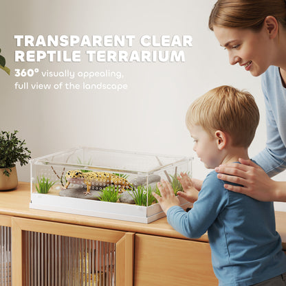 Acrylic Reptile Terrarium with Top Sliding Door, Vents, for Snake, Frog, Spider, Gecko, Tarantula, 40 x 30 x 15 cm