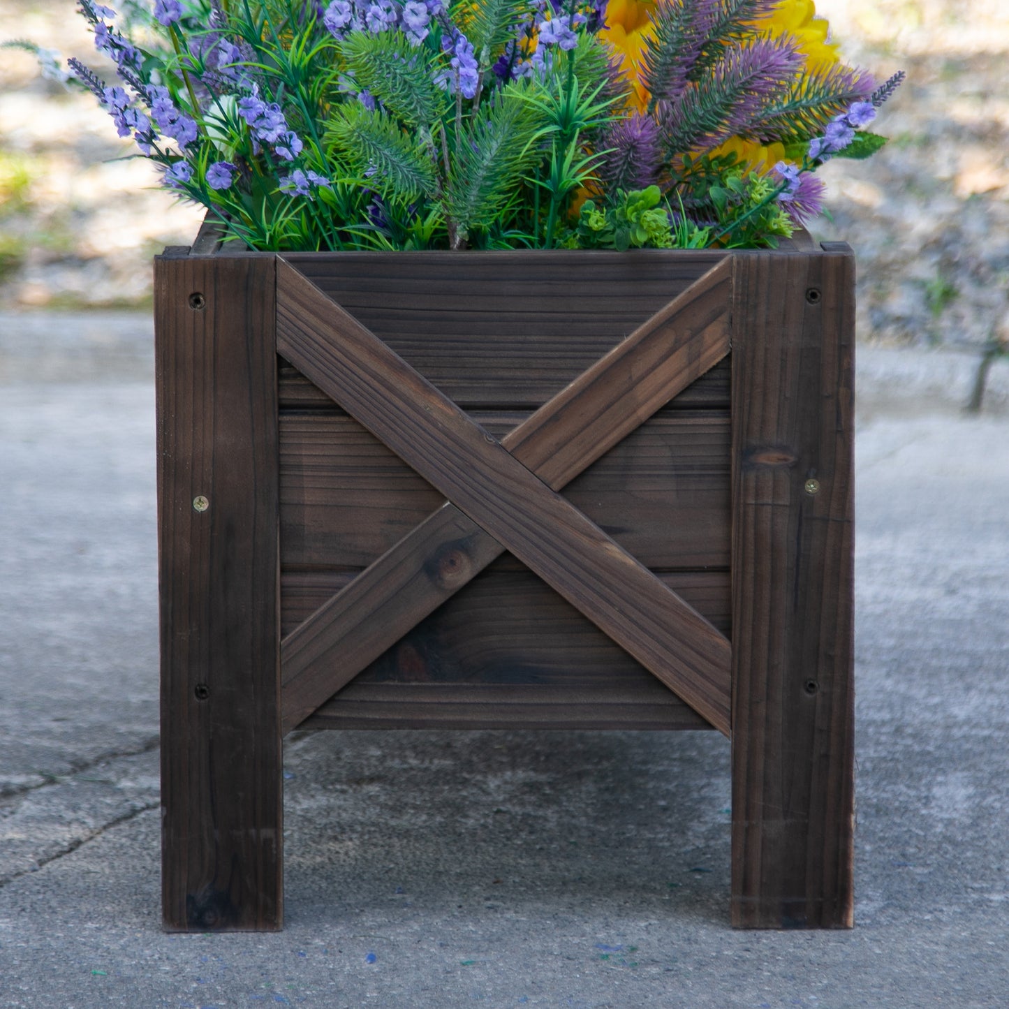 58L Garden Raised Bed Planter Grow Containers for Outdoor Patio Plant Flower Vegetable Pot Fir Wood, 100 x 36.5 x 36 cm
