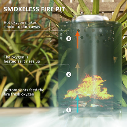 Smokeless Fire Pit, 16 x 16 cm Stainless Steel Portable Wood Burning Firepit with Poker