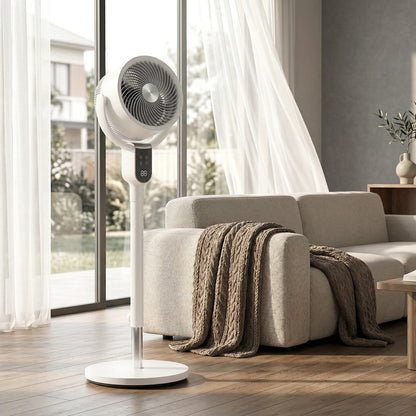 20 dB Silent Standing Fan for Bedroom, 42" Pedestal Fan with Remote, 90° Oscillating, 8 Speeds, Remote Control, White