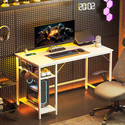 Computer Desk, with Power Sockets - White