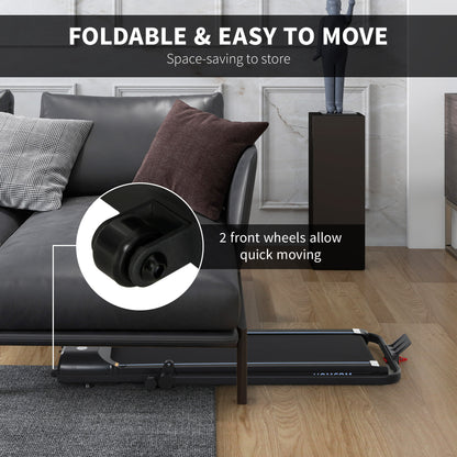 Foldable Walking Treadmill, with LED Display and Wheels, for Home, Office, Gym, Blue