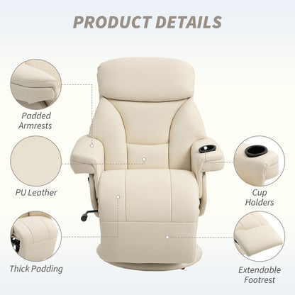 Manual Recliner Chair with Footrest, Upholstered Reclining Armchair with Adjustable Backrest and Cup Holder