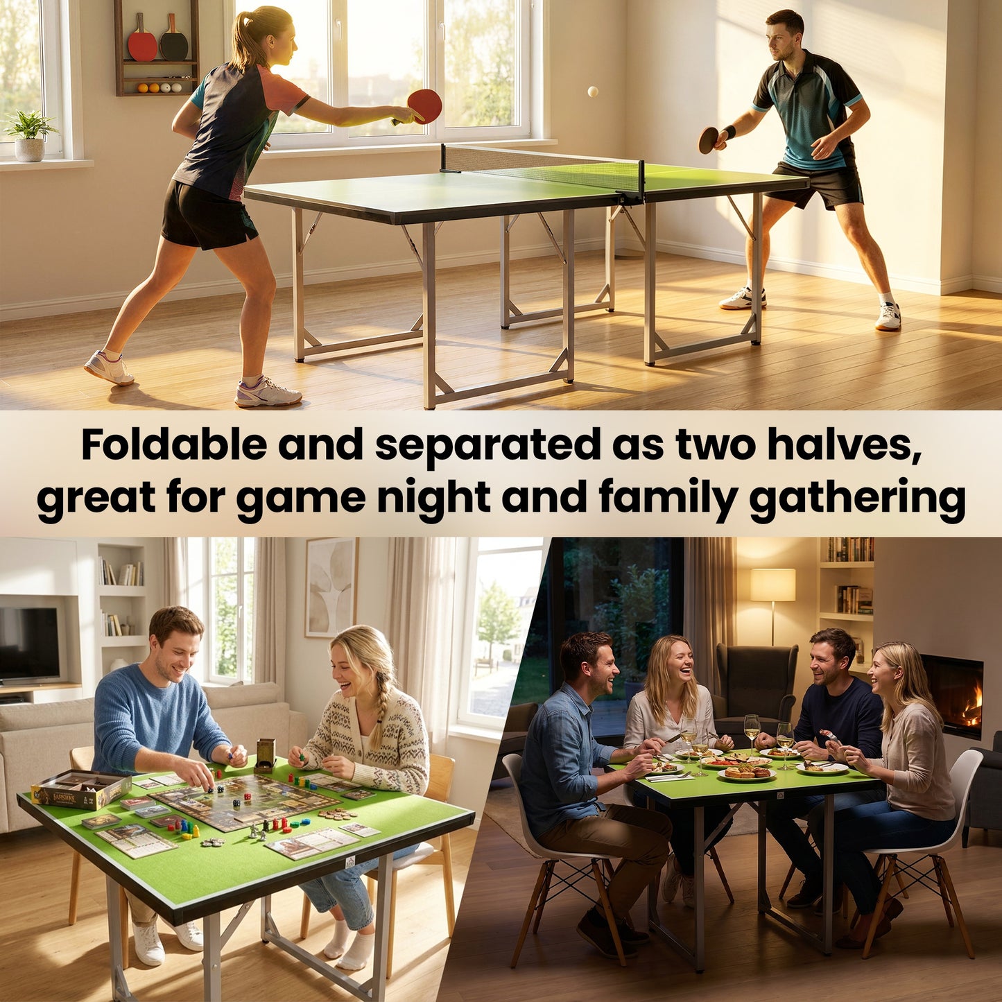 6ft Table Tennis Table, Ping Pong Table with Net, Foldable and Portable Ping Pong Set for Indoor Use, Easy Assemble, Midsize
