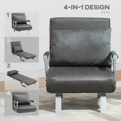 4-in-1 Faux Suede Chair Bed - Grey
