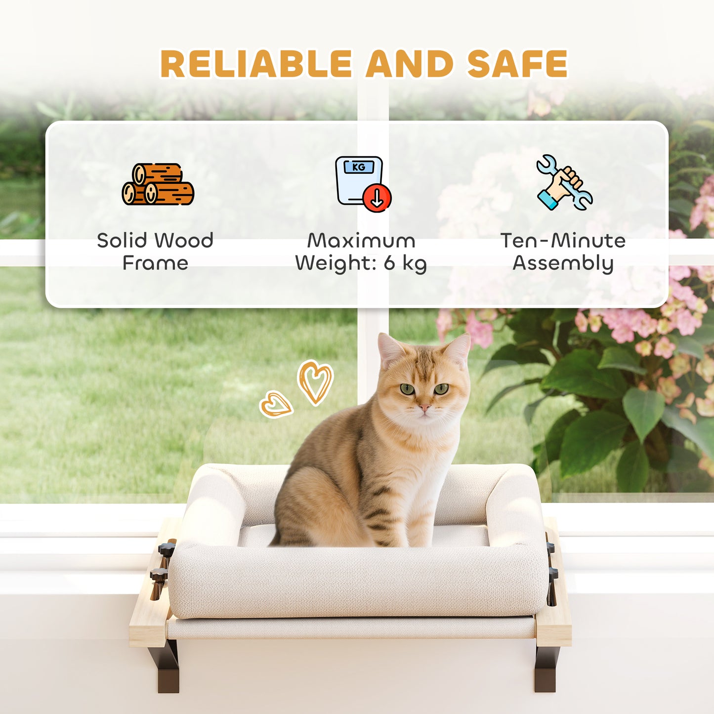 Cat Radiator Bed, Adjustable Hanging Cat Hammock with Removable and Washable Cushion for Indoor Cats, Cream White