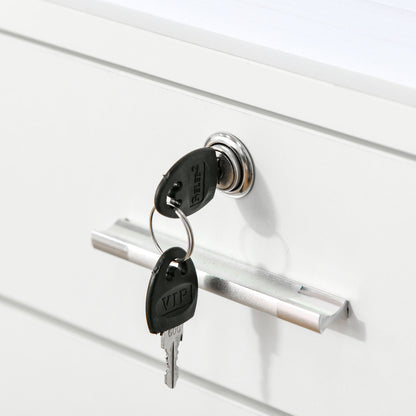 Lockable Two-Drawer Filing Cabinet, with Wheels - White