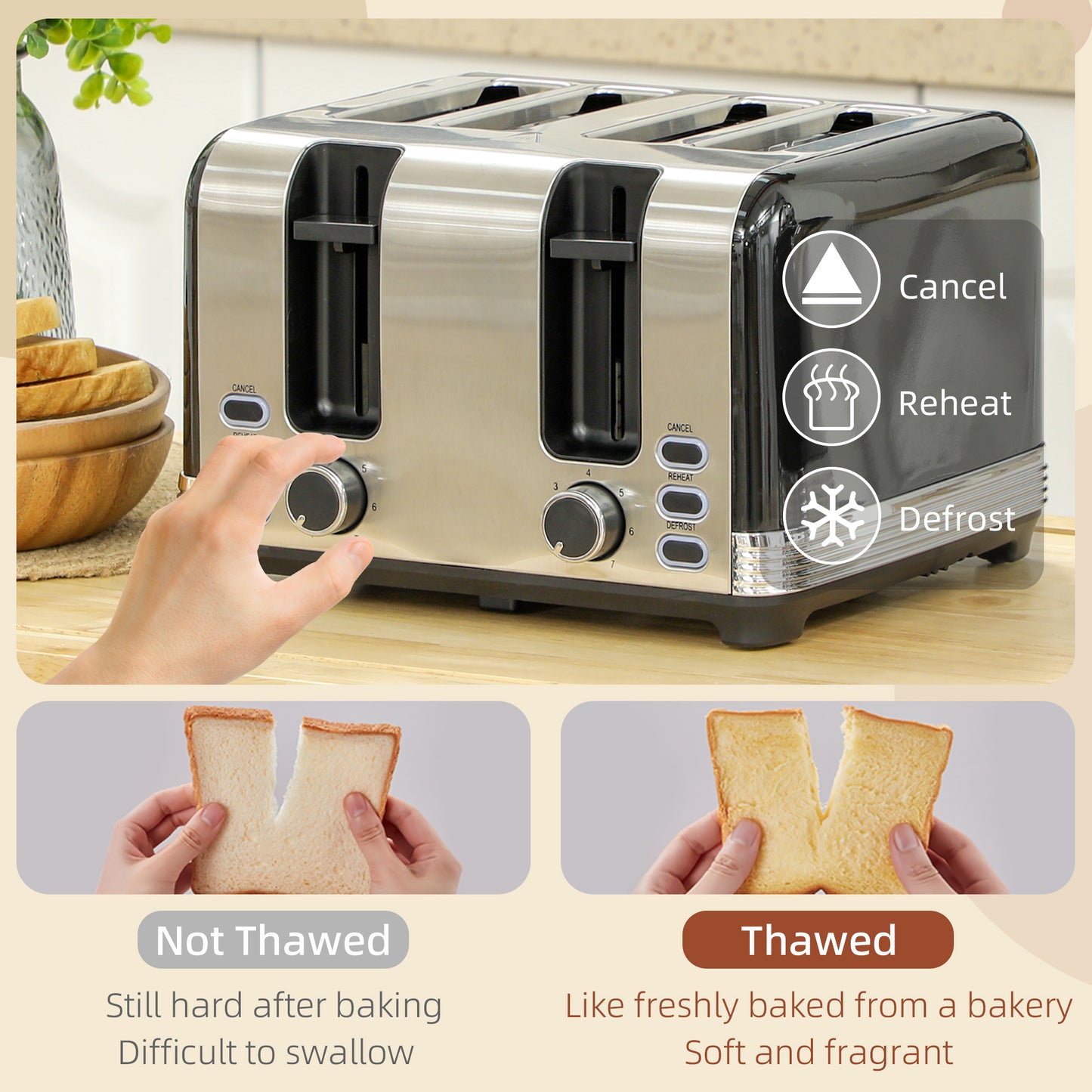 Polished Stainless Steel Kettle and Toaster Set - Black