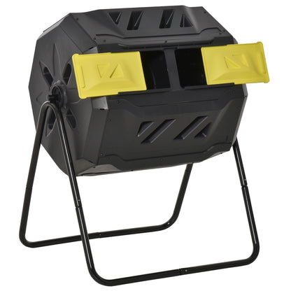 160L 360° Rotating Dual Chamber Composter - Yellow