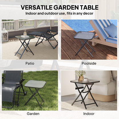 Foldable Garden Table Square Folding Table for Patio Garden 45 x 45 x 50Hcm Black