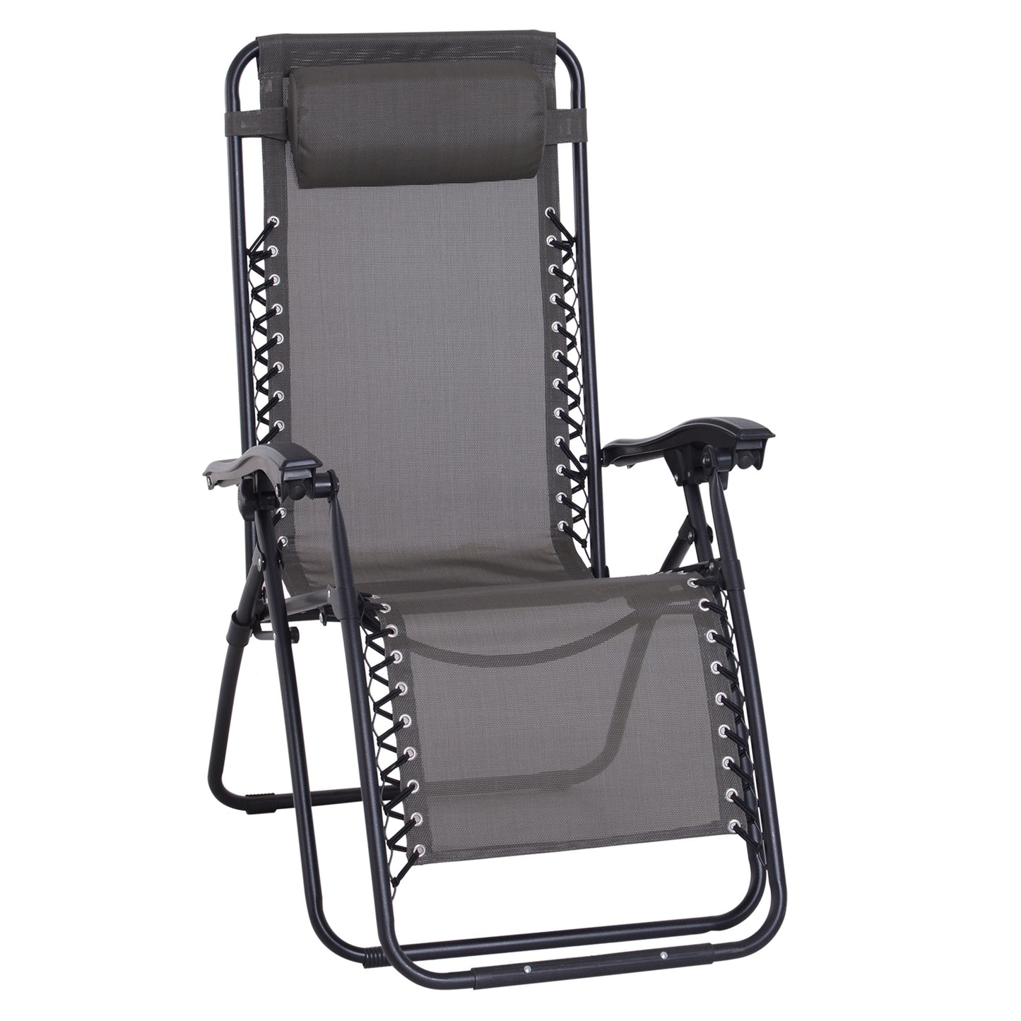 Zero Gravity Chair Metal Frame Texteline Armchair Outdoor Folding and Reclining Sun Lounger with Head Pillow for Patio Deckin