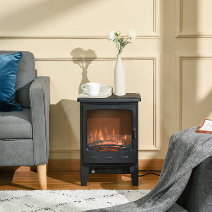 Electric Fireplace Stove, Free standing Fireplace Heater with Realistic LED Flame Effect and Adjustable Brightness