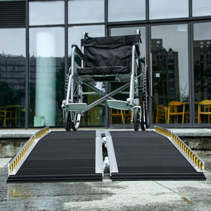 Wheelchair Ramp, 152L x 73Wcm, 272KG Capacity, Folding Aluminium Threshold Ramp with Non-Skid Surface