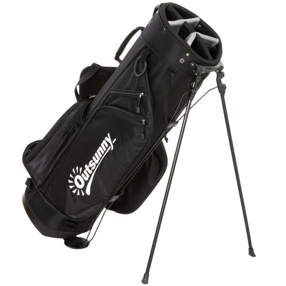 Golf Stand Bag 6 Way Full-Length Dividers, Waterproof Golf Bag with 5 Pockets, Grey