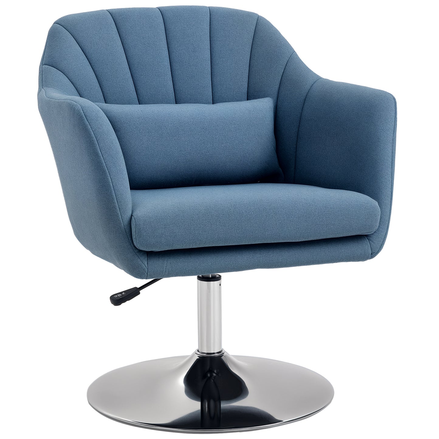 Swivel Accent Chair, Linen Fabric Tub Vanity Chair, Modern Armchair with Adjustable Height and Lumbar Support for Living Room