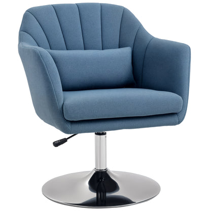 Swivel Accent Chair, Linen Fabric Tub Vanity Chair, Modern Armchair with Adjustable Height and Lumbar Support for Living Room