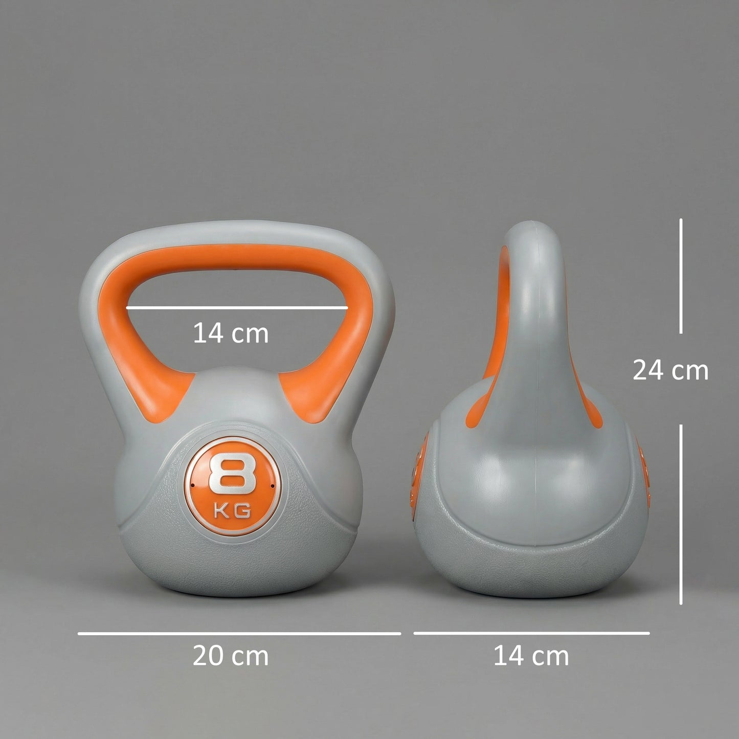 Kettlebell, 8kg Kettle Bells with Handle for Home Gym Weight Lifting and Strength Training, Orange and Grey