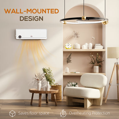 Wall Downflow Heater 2 Heat and Fan 1000W/2000W, Electric Space Heater with Timer Remote Oscillating