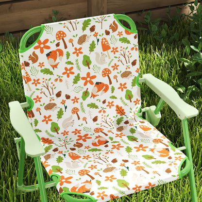 4-Piece Kids Garden Table and Chair Set with Adjustable Parasol, Folding Chairs, Table, Nature Pattern, Green