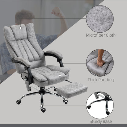 Office Chair with Massage and Heat, Microfibre Reclining Computer Desk Chair with Footrest and Adjustable Height