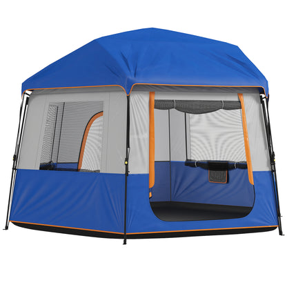Cabin Tent Easy Setup 3000mm Waterproof Camping Tent 4 Person with Carrying Bag Blue