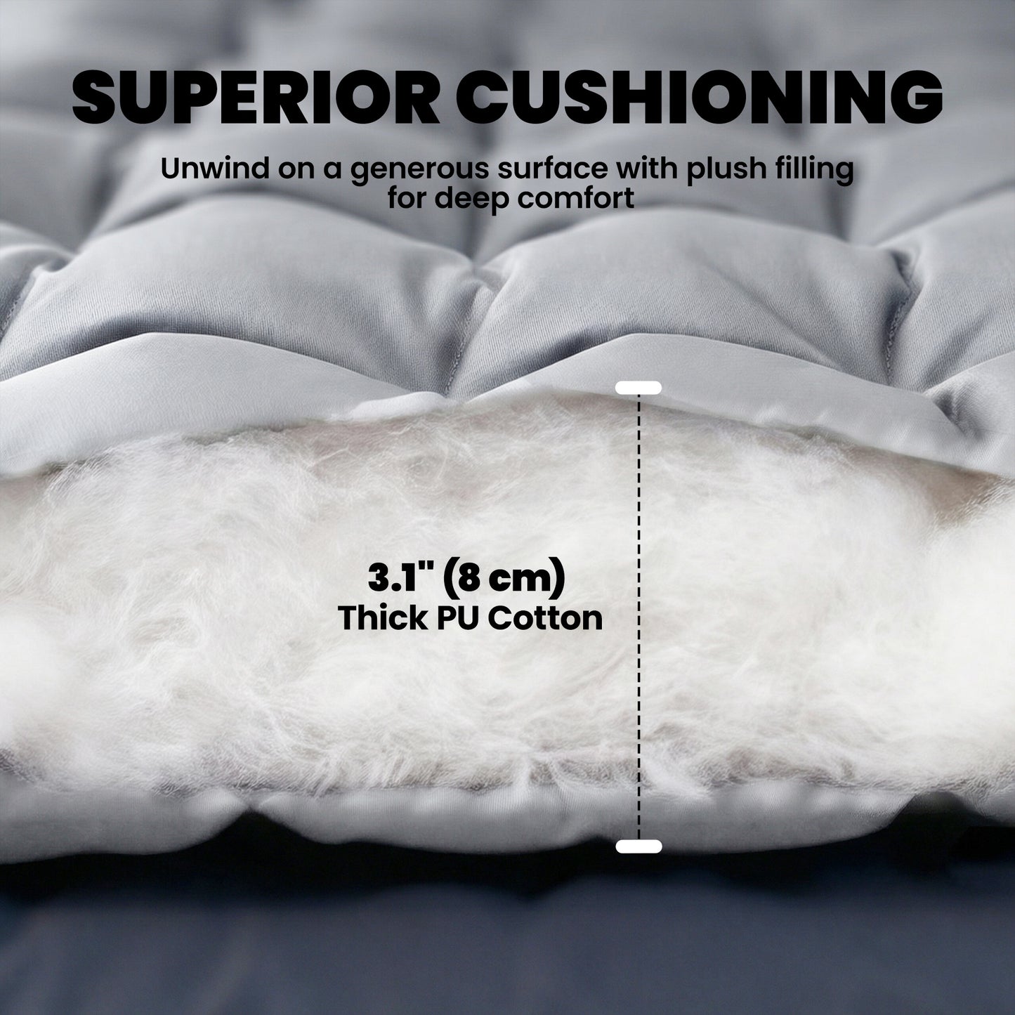 Sleeping Mat, Foldable Camping Mattress Pad with Elastic Straps, Light Grey
