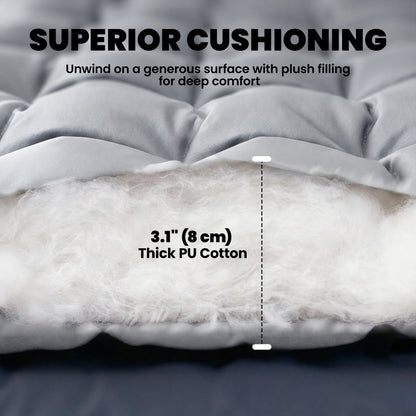 Sleeping Mat, Foldable Camping Mattress Pad with Elastic Straps, Light Grey