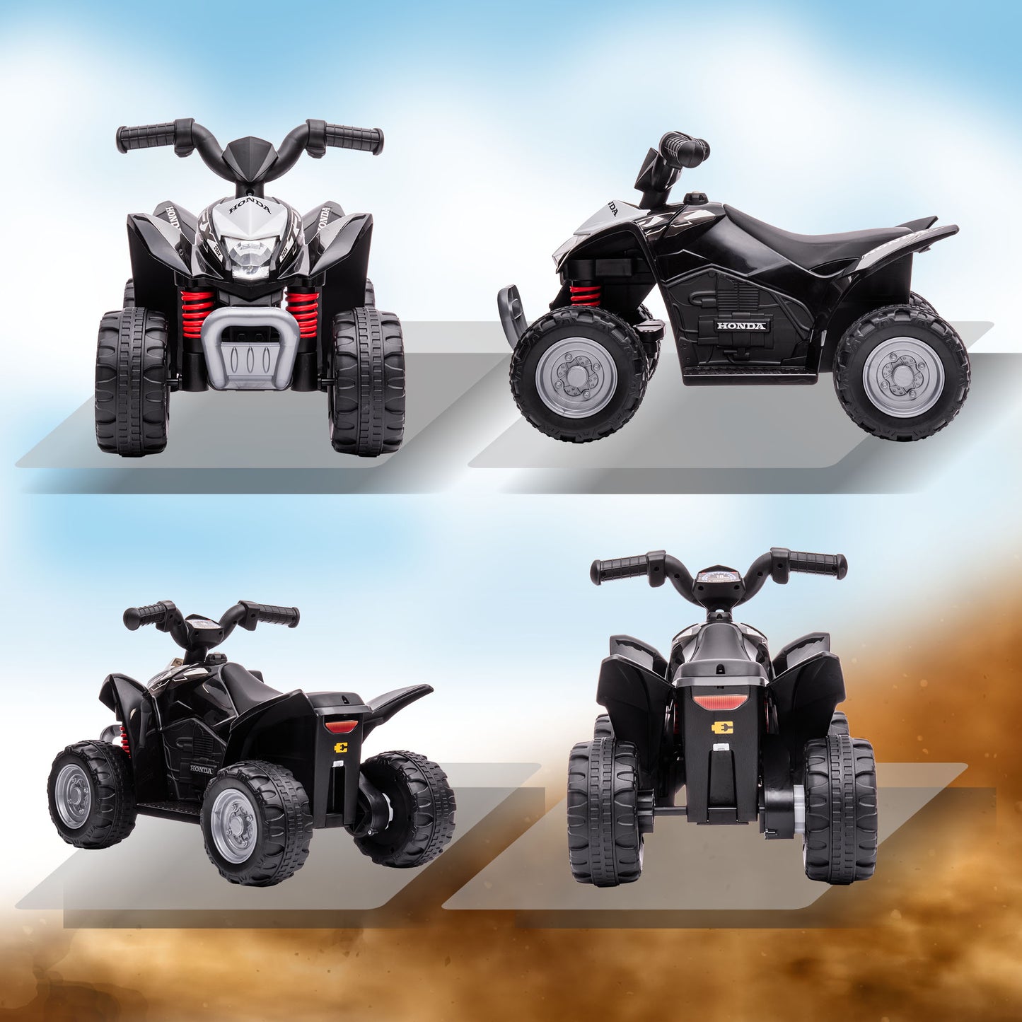 Honda Licensed Kids Electric Quad Bike, 6V ATV Ride On for Ages 1.5-3 Years, Black